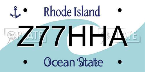 Z77HHA Rhode Island License Plate