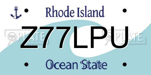 Z77LPU Rhode Island License Plate