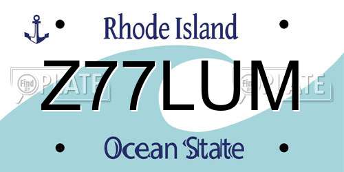 Z77LUM Rhode Island License Plate