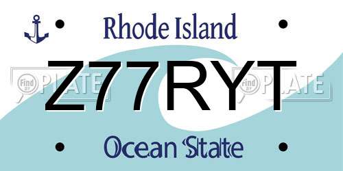 Z77RYT Rhode Island License Plate