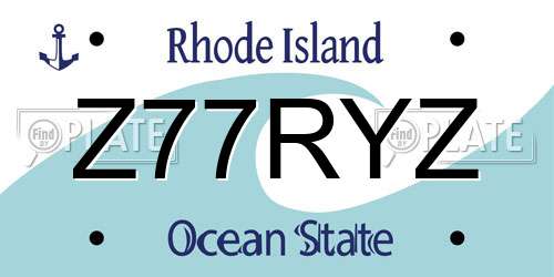 Z77RYZ Rhode Island License Plate