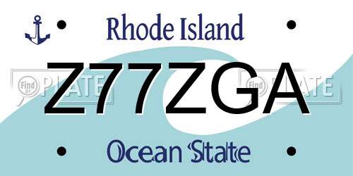 Z77ZGA Rhode Island License Plate