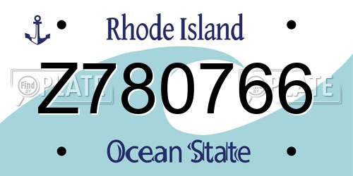 Z780766 Rhode Island License Plate