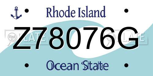 Z78076G Rhode Island License Plate