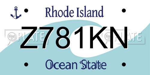 Z781KN Rhode Island License Plate