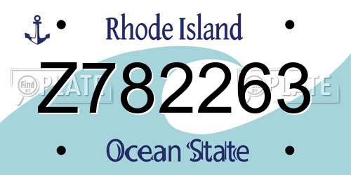Z782263 Rhode Island License Plate
