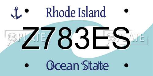 Z783ES Rhode Island License Plate