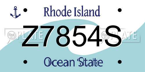Z7854S Rhode Island License Plate