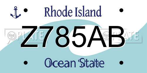 Z785AB Rhode Island License Plate