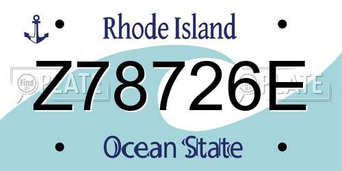 Z78726E Rhode Island License Plate