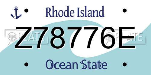 Z78776E Rhode Island License Plate