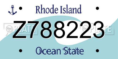 Z788223 Rhode Island License Plate
