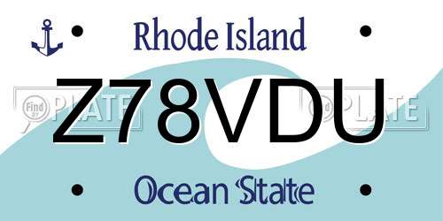 Z78VDU Rhode Island License Plate