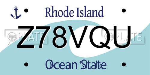 Z78VQU Rhode Island License Plate