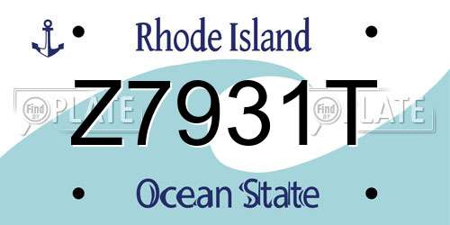 Z7931T Rhode Island License Plate