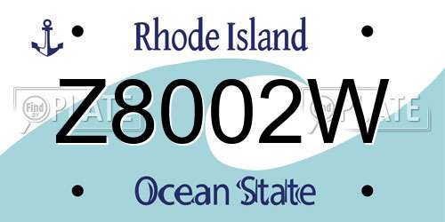 Z8002W Rhode Island License Plate