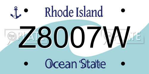 Z8007W Rhode Island License Plate