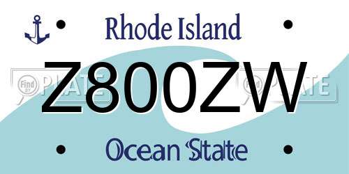 Z800ZW Rhode Island License Plate