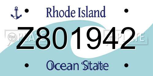 Z801942 Rhode Island License Plate