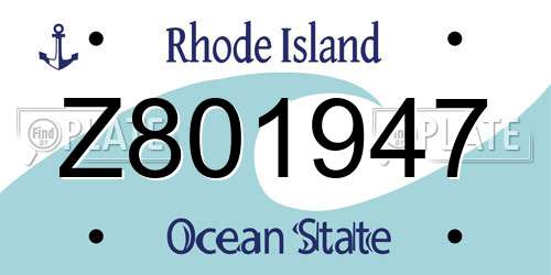 Z801947 Rhode Island License Plate
