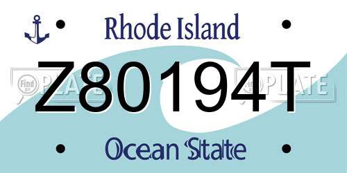 Z80194T Rhode Island License Plate