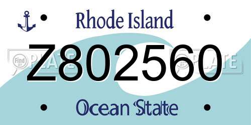 Z802560 Rhode Island License Plate
