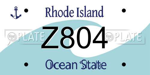 Z804 Rhode Island License Plate