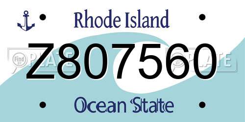 Z807560 Rhode Island License Plate