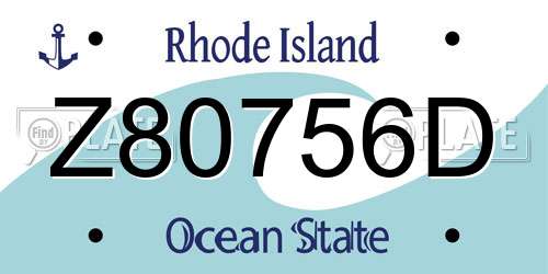 Z80756D Rhode Island License Plate