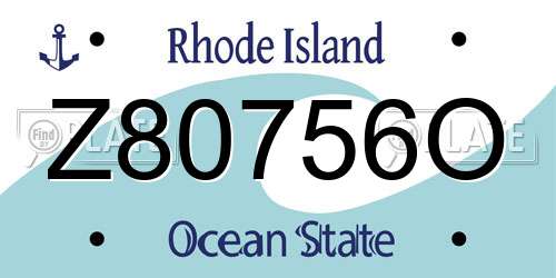 Z80756O Rhode Island License Plate