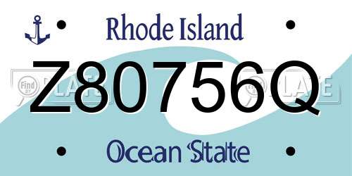 Z80756Q Rhode Island License Plate