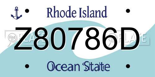 Z80786D Rhode Island License Plate