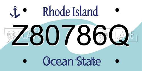 Z80786Q Rhode Island License Plate