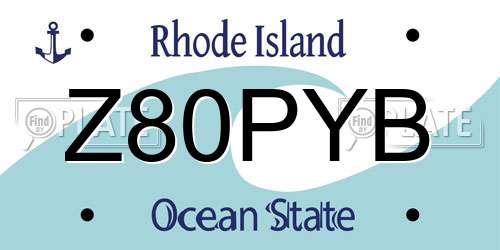 Z80PYB Rhode Island License Plate