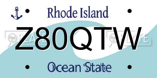 Z80QTW Rhode Island License Plate