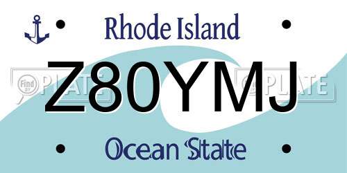 Z80YMJ Rhode Island License Plate