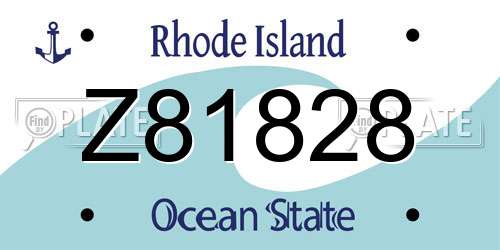 Z81828 Rhode Island License Plate