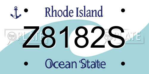 Z8182S Rhode Island License Plate