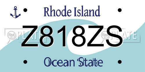 Z818ZS Rhode Island License Plate