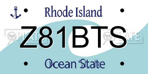 Z81BTS Rhode Island License Plate