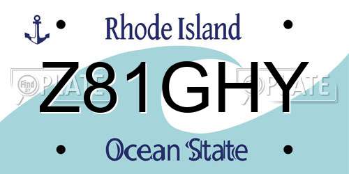 Z81GHY Rhode Island License Plate