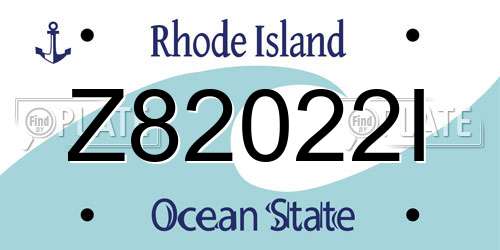 Z82022I Rhode Island License Plate