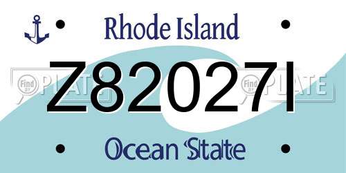 Z82027I Rhode Island License Plate