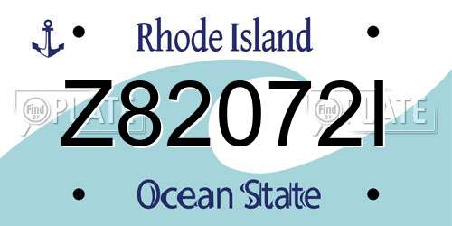 Z82072I Rhode Island License Plate