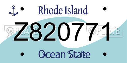 Z820771 Rhode Island License Plate