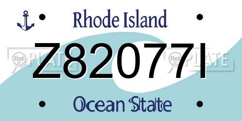 Z82077I Rhode Island License Plate