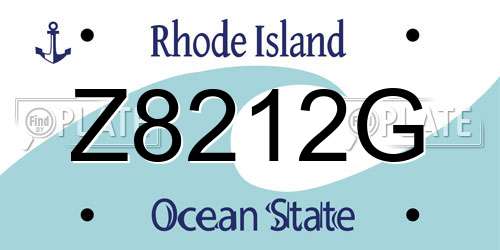 Z8212G Rhode Island License Plate