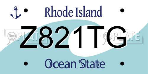 Z821TG Rhode Island License Plate