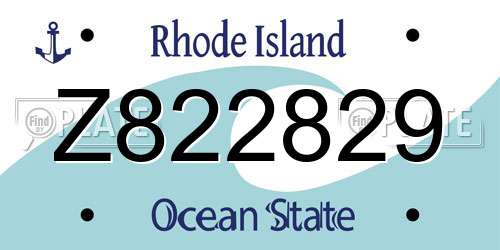 Z822829 Rhode Island License Plate
