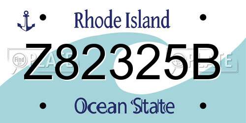 Z82325B Rhode Island License Plate